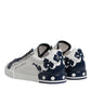 White Blue Crown Low Top Men Sneakers Shoes