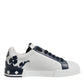 White Blue Crown Low Top Men Sneakers Shoes