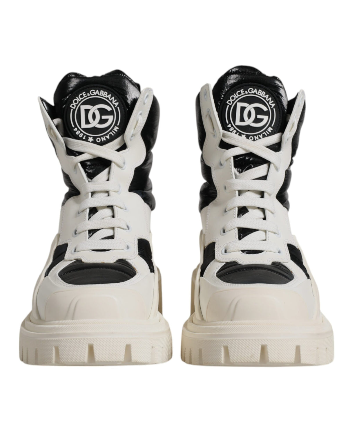 White Padded Mid Calf Lace Up Boots Shoes