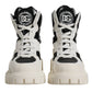 White Padded Mid Calf Lace Up Boots Shoes