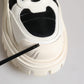 White Padded Mid Calf Lace Up Boots Shoes