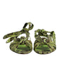 Green Animal Print Ankle Wrap Sandals Shoes
