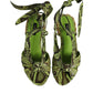 Green Animal Print Ankle Wrap Sandals Shoes