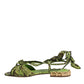 Green Animal Print Ankle Wrap Sandals Shoes