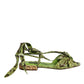Green Animal Print Ankle Wrap Sandals Shoes
