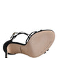 Black Leather Stiletto Heels Sandals Shoes