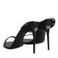 Black Leather Stiletto Heels Sandals Shoes
