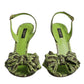 Green Python Leather Heels Sandals Shoes