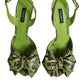 Green Python Leather Heels Sandals Shoes