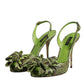 Green Python Leather Heels Sandals Shoes