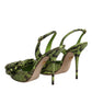 Green Python Leather Heels Sandals Shoes