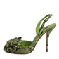 Green Python Leather Heels Sandals Shoes