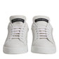 White Black Leather Low Top Sneakers Shoes