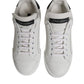 White Black Leather Low Top Sneakers Shoes