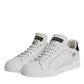 White Black Leather Low Top Sneakers Shoes
