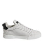 White Black Leather Low Top Sneakers Shoes