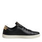 Black Leather Gold Red Heart Sneakers Shoes