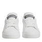 White Gray Leather Low Top Sneakers Shoes