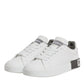 White Gray Leather Low Top Sneakers Shoes