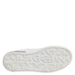 White Gray Leather Low Top Sneakers Shoes