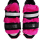 Black Pink Fur Embellished Sneakers Shoes