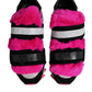 Black Pink Fur Embellished Sneakers Shoes