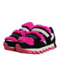 Black Pink Fur Embellished Sneakers Shoes