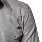 Metallic Gray Cotton Button Down Shirt
