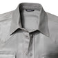 Metallic Gray Cotton Button Down Shirt