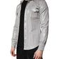 Metallic Gray Cotton Button Down Shirt