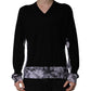 Black Camouflage V-neck Pullover Sweater