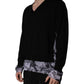 Black Camouflage V-neck Pullover Sweater