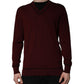Maroon Cashmere V-neck Men Pullover Sweater