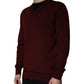 Maroon Cashmere V-neck Men Pullover Sweater