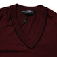 Maroon Cashmere V-neck Men Pullover Sweater