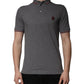 Gray Cotton Crown Collared Polo T-shirt