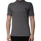 Gray Cotton Crown Collared Polo T-shirt