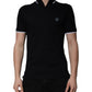 Black Cotton Crown Collared Polo T-shirt