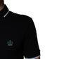 Black Cotton Crown Collared Polo T-shirt
