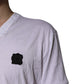 White Cotton Logo Patch V-neck Tee T-shirt