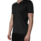 Dark Gray Silk V-neck Short Sleeves T-shirt