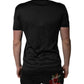 Dark Gray Silk V-neck Short Sleeves T-shirt