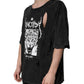 Black Graphic Print Cotton Crew Neck T-shirt