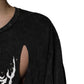 Black Graphic Print Cotton Crew Neck T-shirt