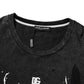 Black Graphic Print Cotton Crew Neck T-shirt