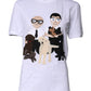 White #DGFamily Cotton Crew Neck T-shirt