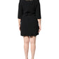 Black Crystal Embellished Round Neck Mini Dress
