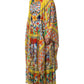 Multicolour Carretto Print Kaftan Twill Dress