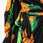 Black Silk Pineapple Draped Print Wrap Dress