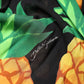 Black Silk Pineapple Draped Print Wrap Dress
